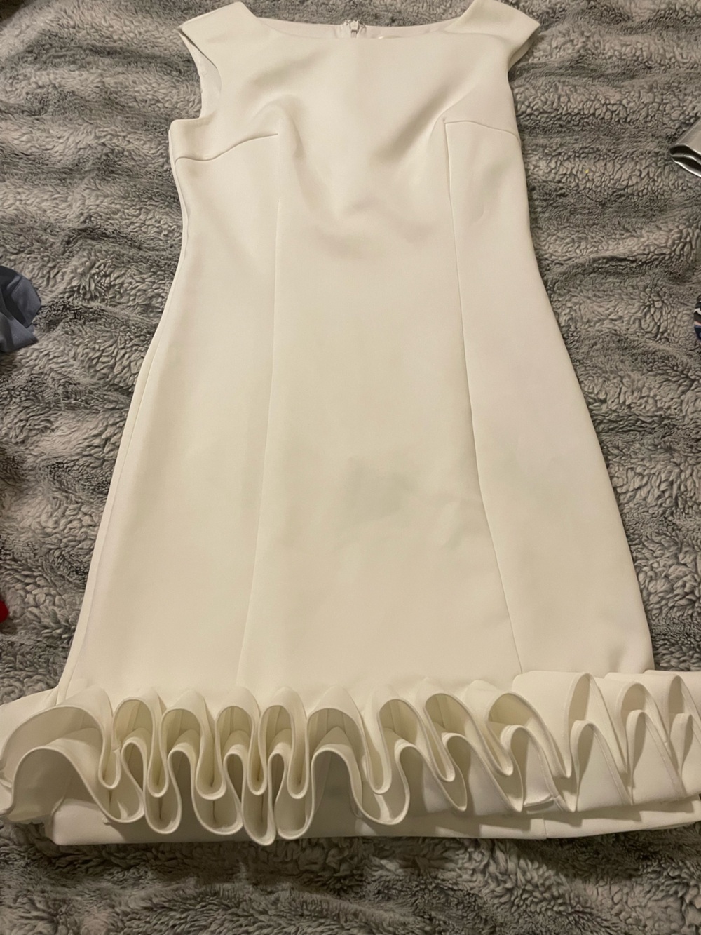 Eliza J Cream Sculpted-Hem Cocktail Dress